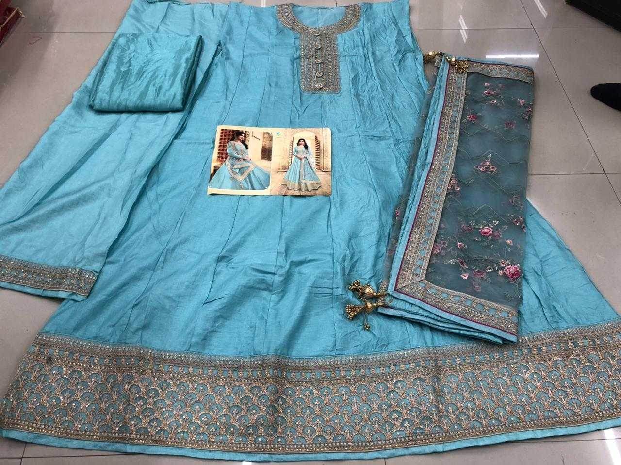 Silk Embroidery Gown With Dupatta - MYLUXURY LANE ENTERPRISE